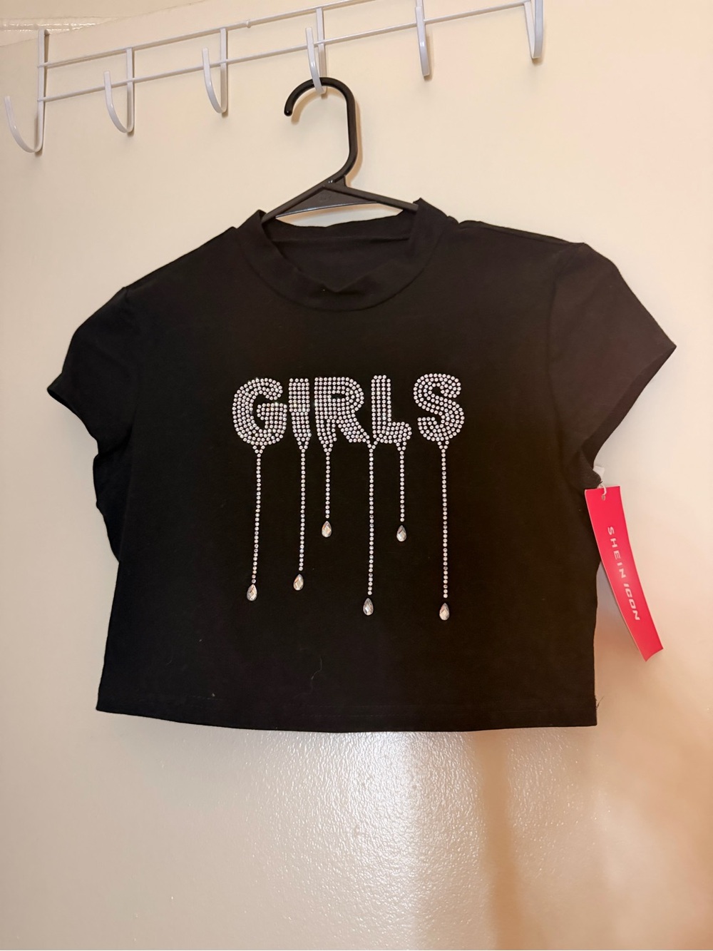 Y2K Black Rhinestone Baby tee